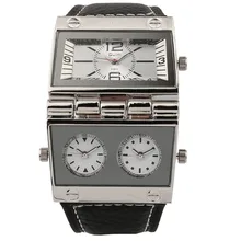 OULM Мужские кварцевые наручные часы с трехкратным дисплеем Роскошные деловые люди специального дизайна часы прямоугольный корпус подарок+ подарочная коробка