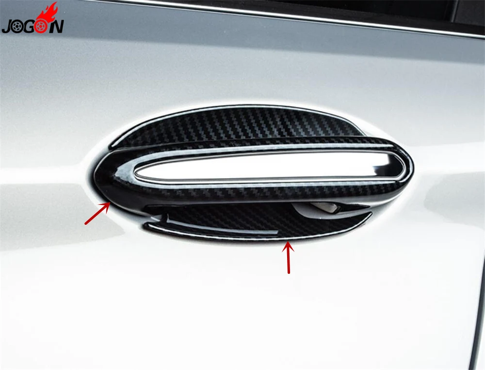 Car Stylish Carbon Fiber Exterior Door Handle + Bowl Cover Trim for BMW