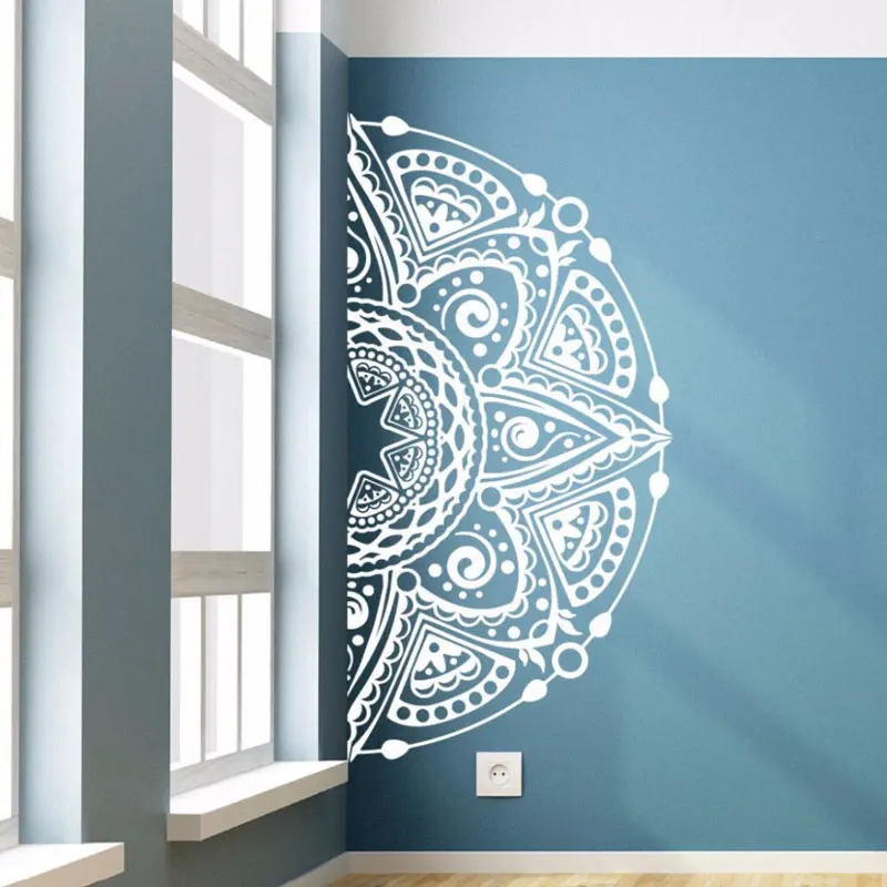 

Vinyl Wall Decal Half Mandala Flower Wall Sticker Home Living Room Decor Mandala Style Wall Mural Vinyl Flower Wall Art MTL03