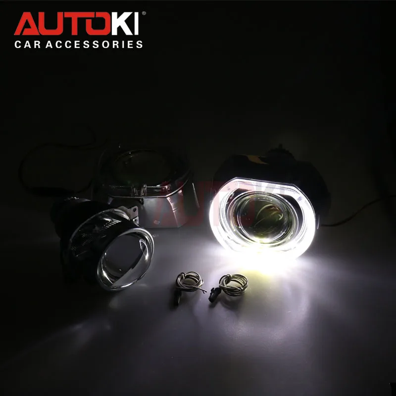 Autoki 3,0 дюймов Высокое качество led angel eye DRL кожух для 2,5 и 3,0 дюймов Биксеноновые линзы проектора