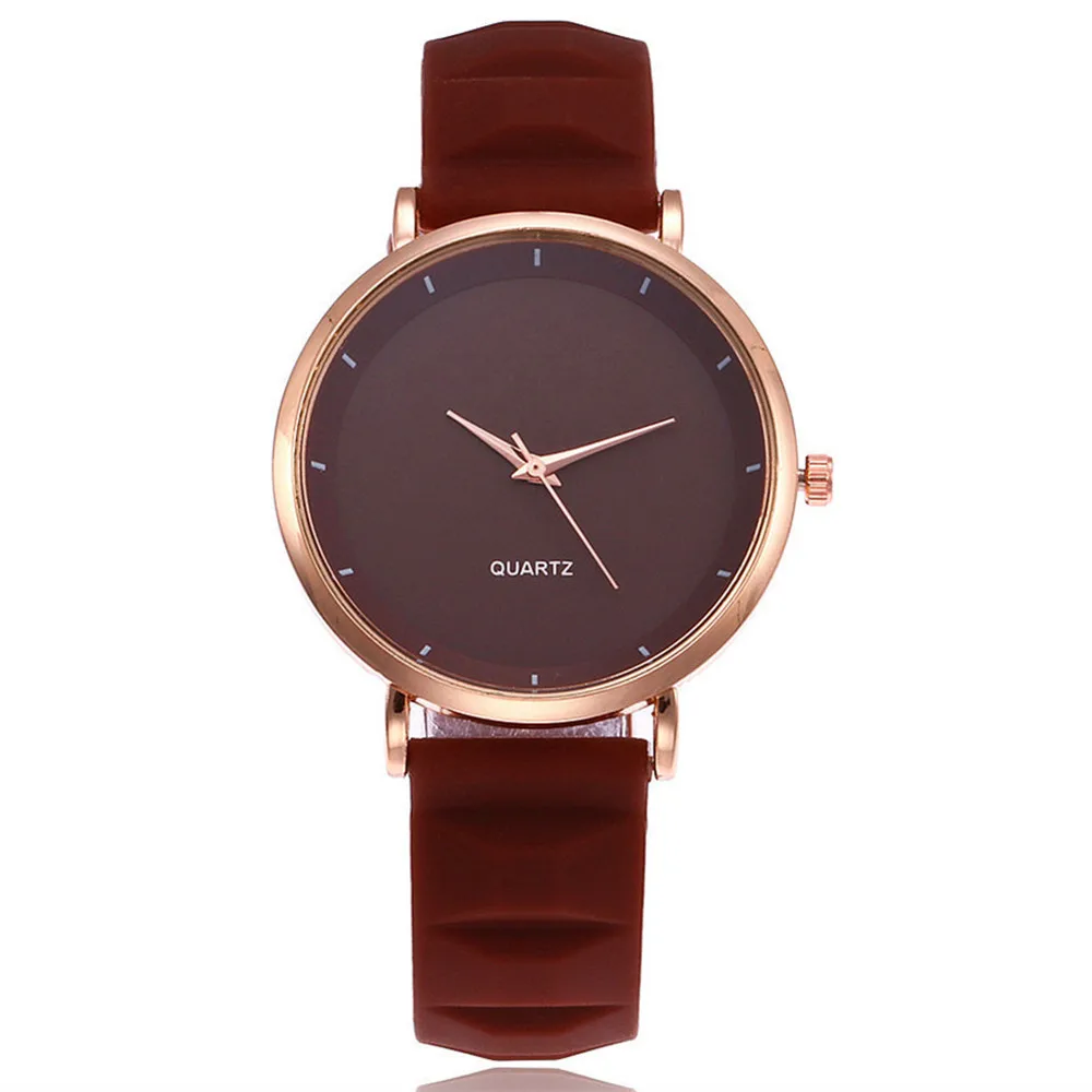 Простые Женские часы модные женские силиконовый ремешок кварцевые наручные часы из розового золота Для женщин часы браслет Montre Femme