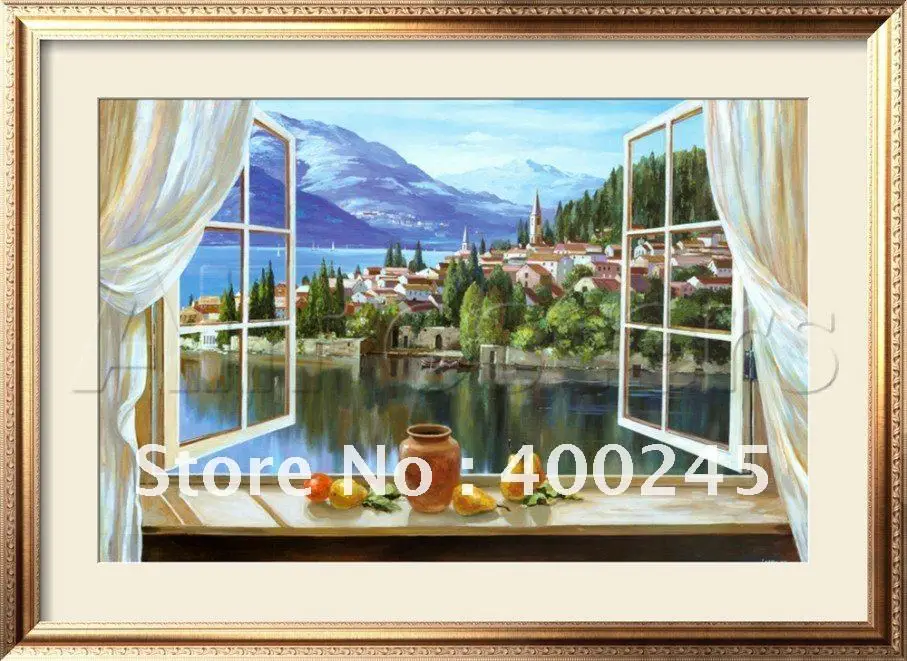 Высококачественная Современная живопись маслом ручной работы красивый на холсте картины для комнаты пейзаж Lago di Fiori от Dante Lorenzo