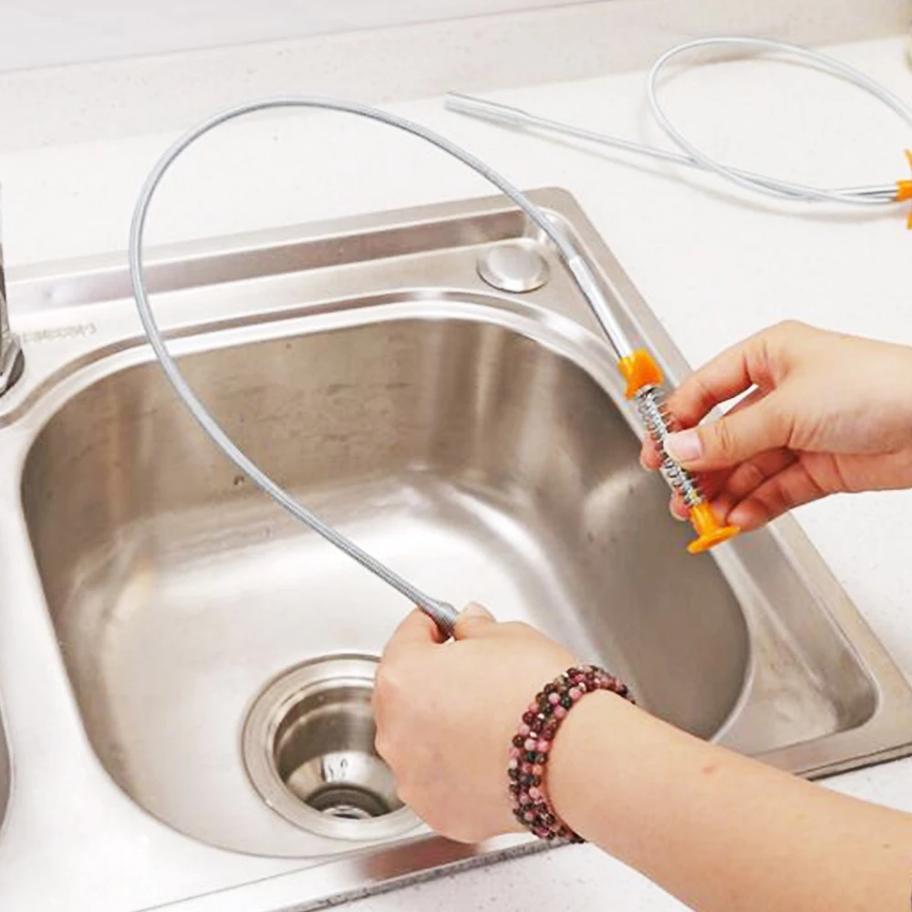 

60CM Bathroom Spring Sewer Kitchen Sink Cleaning Hook Dredging Device Hair Tool Bendable Removal Sink Toilet Hair Filter Pipe 3