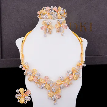 

GODKI Super Luxury Flower Blossom Tassels Full Micro Cubic Zirconia Women Wedding Dress Choker Necklace Earring Jewelry Set