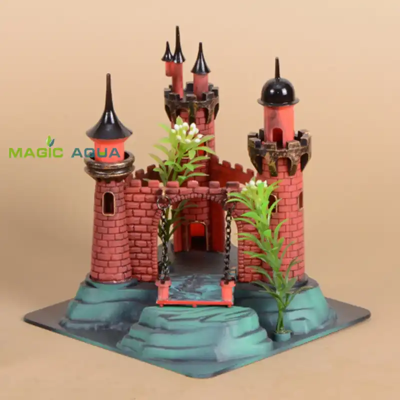 Aquarium Medieval Castle Hand Painted Detailed Fish Tank Decoration Kid