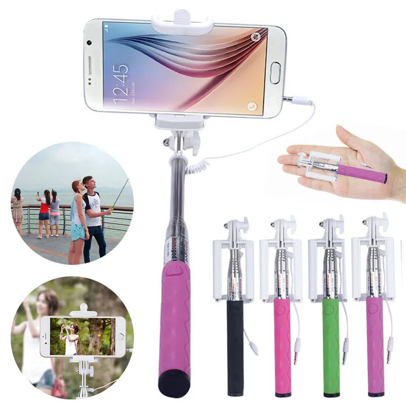 High Quality Wired Extendable Handheld Monopod Built in Shutter Fold