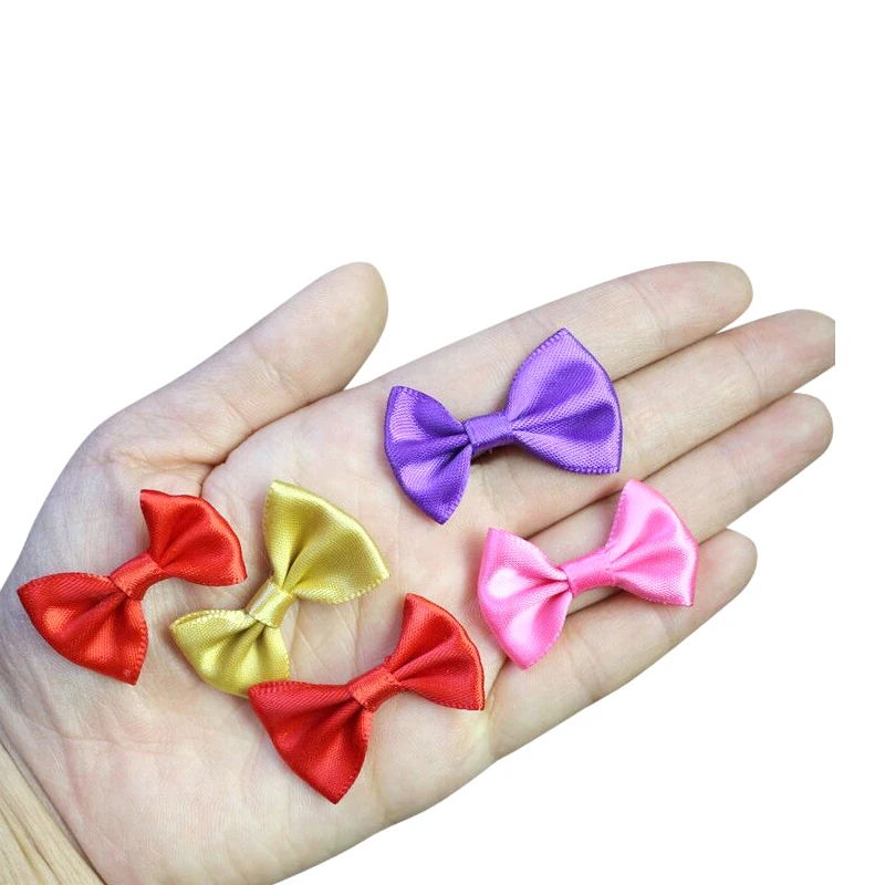 

100Pcs Silk Ribbons Bow-Knot Bow Satin Party Wedding Decoration Crafts Applique Bowknot DIY Scrapbooking DIY Crafts Supplies