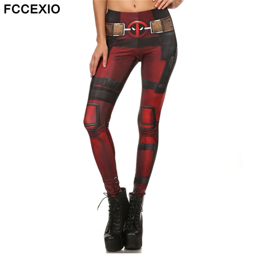 

FCCEXIO Spring Fashion Super Hero Deadpool 3D Printed Legins Women's Leggings Workout Pants High Waist Fitness Elastic Trousers