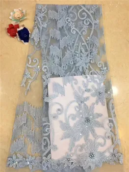 

Green 3D Lace Fabric 2019 High Quality African French Swiss Lace Fabric With 3D Flower,sequins&Beads For Nigerian Wedding Dress