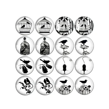 

ZEROUP 16pcs Round Glass Cabochon Cat and Bird Pictures Mixed Pattern Fit Base Earring Setting for Jewelry Flatback TP-034-ER-5