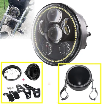 

For Dyna Low Rider Street 500 750 Night Rod Round LED Headlight 5.75 Inch Halo Angel Headlamp For Honda VTX 1300 1800