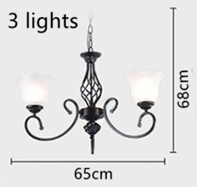 E27 Led лампа светильник люстра Европейский традиционный металлический корпус стеклянный абажур декоративные, для потолочных светильников светильник