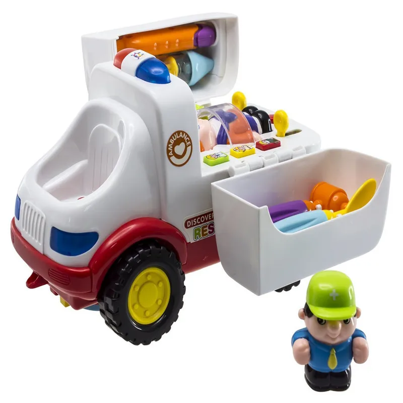 Ambulance Rescue Vehicle with Various Medical Equipment, Lights Music and Medical Sounds Driver and Patient Toy Set For Kids Children (2)