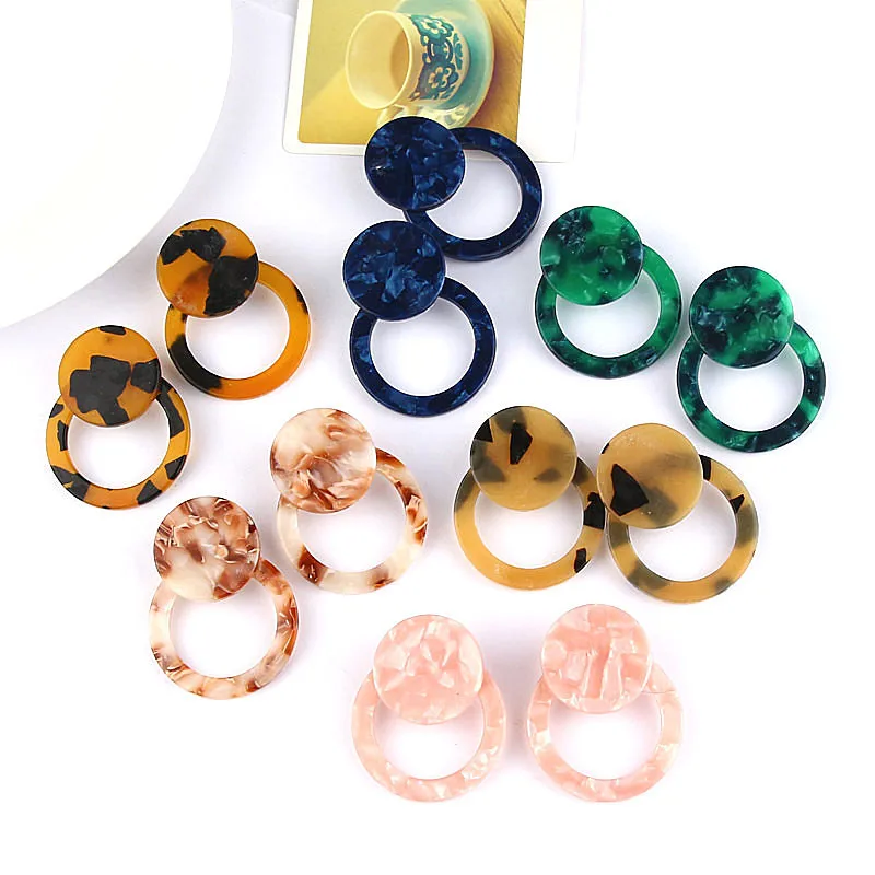 

2019 Woman's jewelry Alec Acrylic Acid Plate Earrings Round Pendant Geometric Earrings Big Earrings for women Jewelry P452-P457