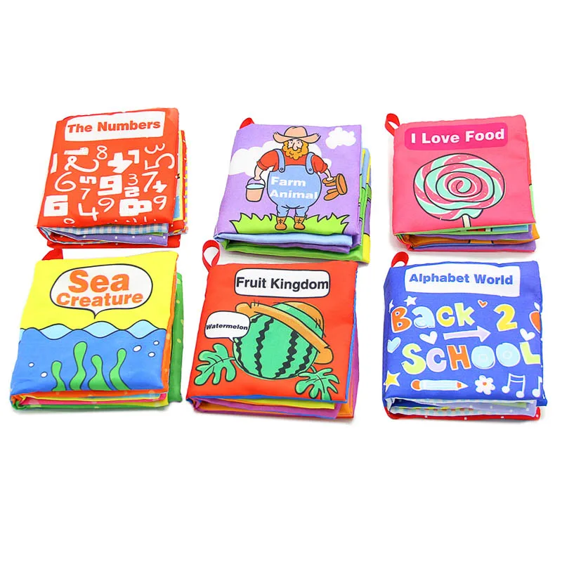 

6Pcs Soft Books Infant Early cognitive Development My Quiet Bookes baby goodnight educational Unfolding Cloth Book Activity Book