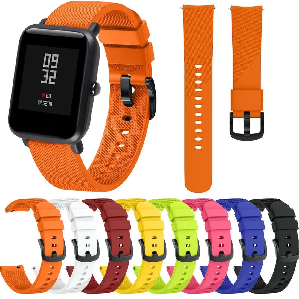Мягкий силиконовый ремешок для часов Xiaomi Huami Amazfit Bip наручных 20 мм браслет Mijia Quartz