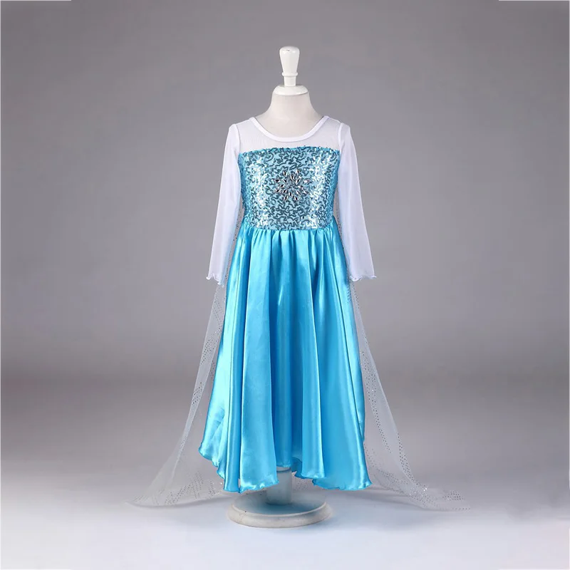 Голубое платье-пачка для девочек детское платье принцессы Снежной Королевы Эльзы Детский карнавальный костюм на Хэллоуин для дня рождения