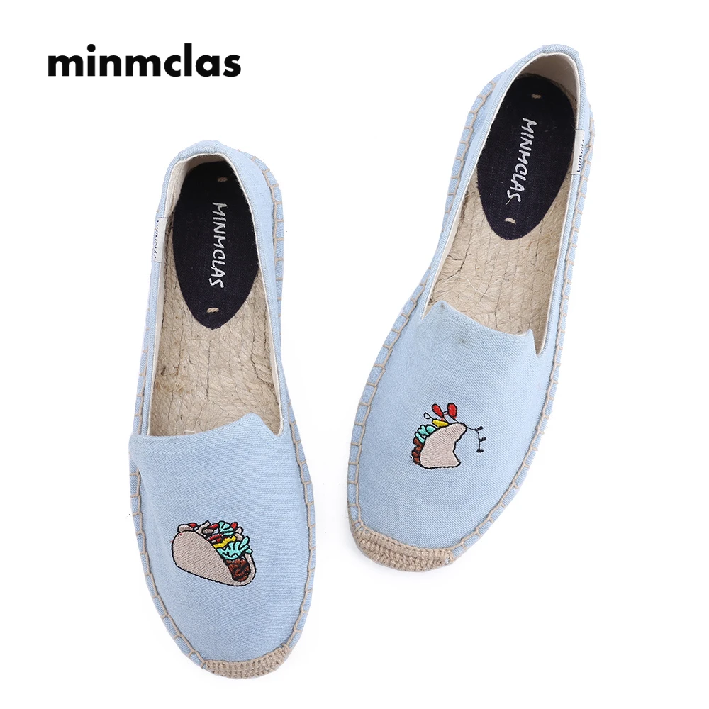 Alpargatas con rollo de México para Alpargatas casuales sin cordones, cómodas, de lona de cáñamo y lino, niña, novedad de 2018|Zapatos planos de mujer| - AliExpress