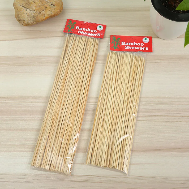 Newly Sturdy Bamboo Skewer Sticks BBQ Fruit Shish Kebab Natural Wood 25cm Sticks Barbecue Stick