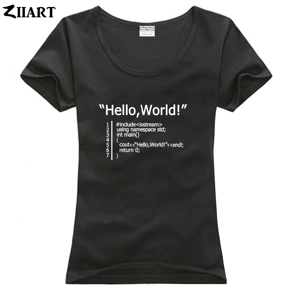 

hello world C++ include iostream using namespace std couple clothes girl woman female o-neck cotton short-sleeve T-shirt