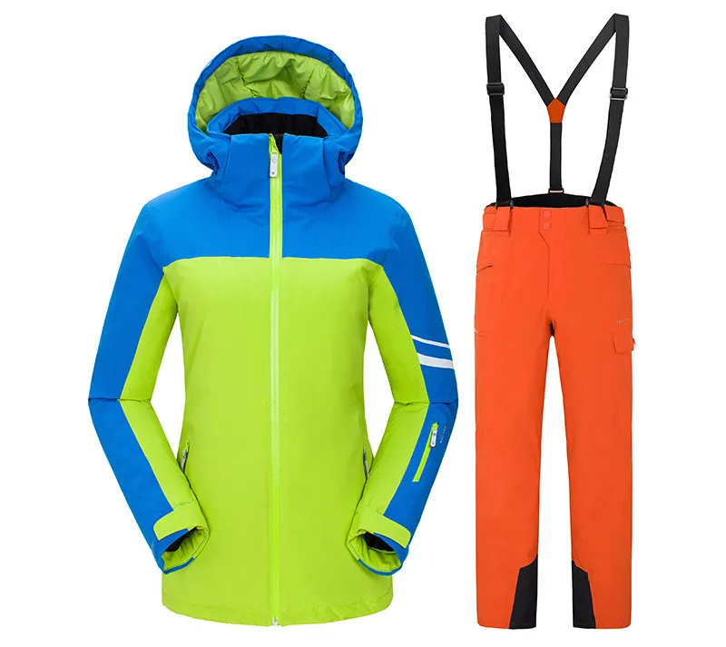 Векторный женский лыжный костюм, для спорта на открытом воздухе термальный спортивный теплый водонепроницаемый ветрозащитный защита от снега костюм женский цветной костюм походный лыжный костюм