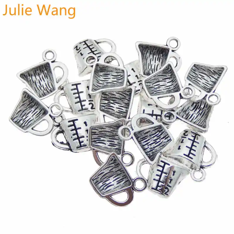 Julie Wang 20 шт мерная чашка Подвески сплав античный серебряный цвет серьги браслет