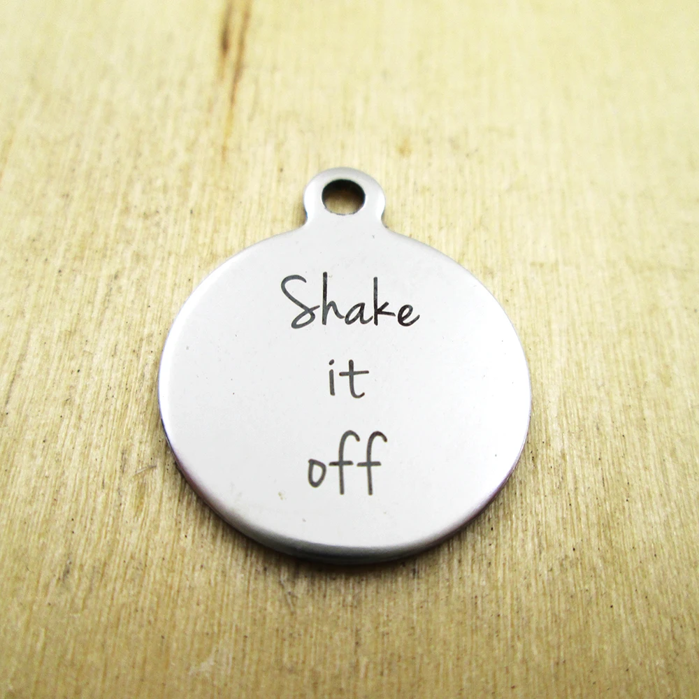 10 Pz/Lotto-Shake It Off Charms In Acciaio Inossidabile Ciondoli Personalizzati Fai Da Te Con Incisione Laser