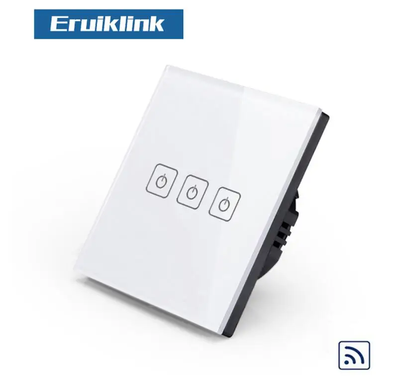Eruiklink ЕС/Великобритания rf433 переключатель дистанционного управления умный дом настенный выключатель, беспроводной пульт дистанционного управления светильник переключатель, сенсорный выключатель 220 В - Цвет: 3 Gang Switch Only