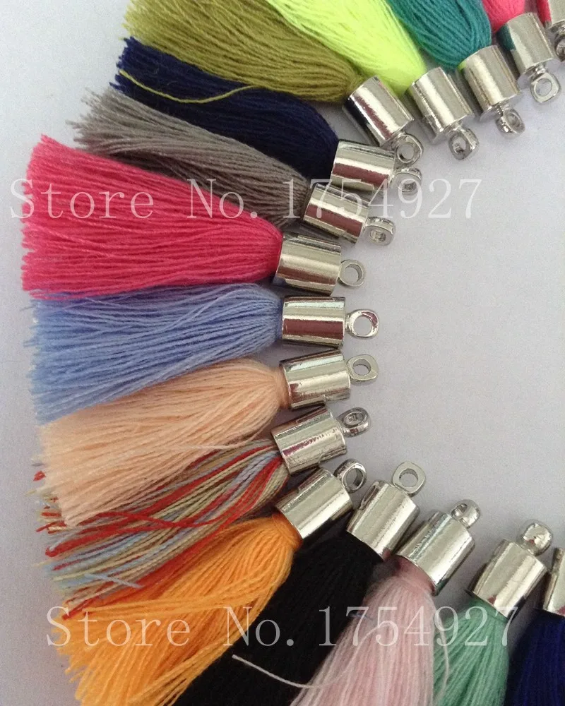 Разноцветный Национальный Стиль текстиль кисточки 35x5 мм для аксессуаров одежда(304 нержавеющая сталь шляпа) 50 шт