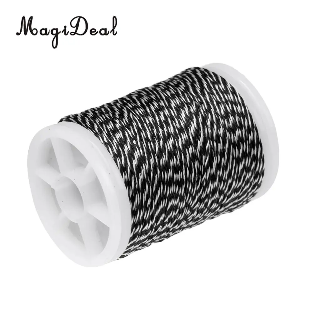 MagiDeal 2 Pcs 110m Fiber Archery Bow String Serving Material Bowstring Protect black&white