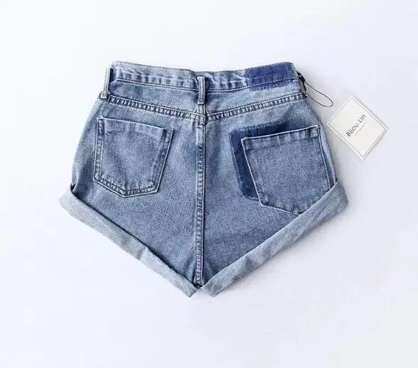 5 цветов Высокая уличная Высокая талия закатать манжеты короткие джинсовые шорты рваные джинсовые короткие брюки сексуальные летние