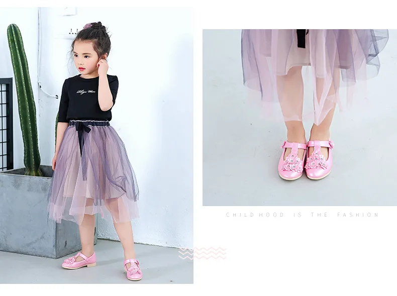 Детская кожаная обувь принцессы для девочек обувь 2018 новые осенние детские танцевальные белый маленький цветок Туфли без каблуков