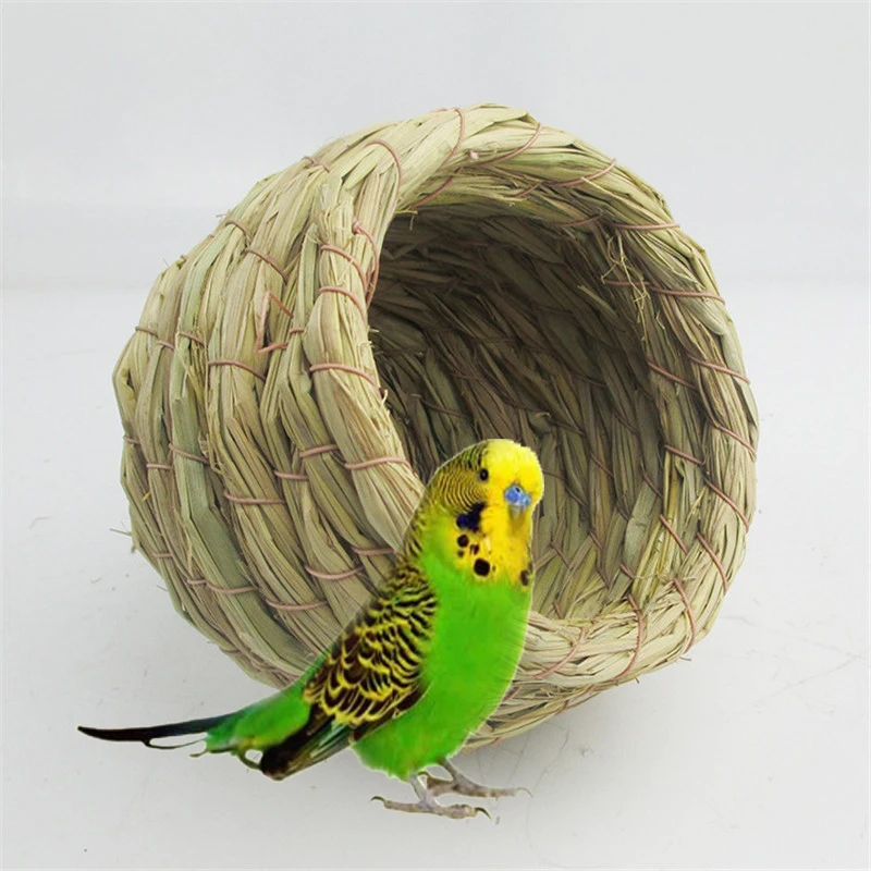 

Handwoven Warm Straw Bird Nest House Parrot Hatching Breeding Natural Pet Grass Cave For Parrot Macaw African Greys Budgies