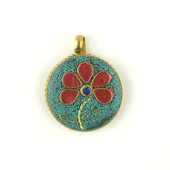 

10pcs Fashion Enamell Ethnic New Round Plate Nepal Flower Charms Pendant For Necklace Bracelet Earring DIY Jewelry Making