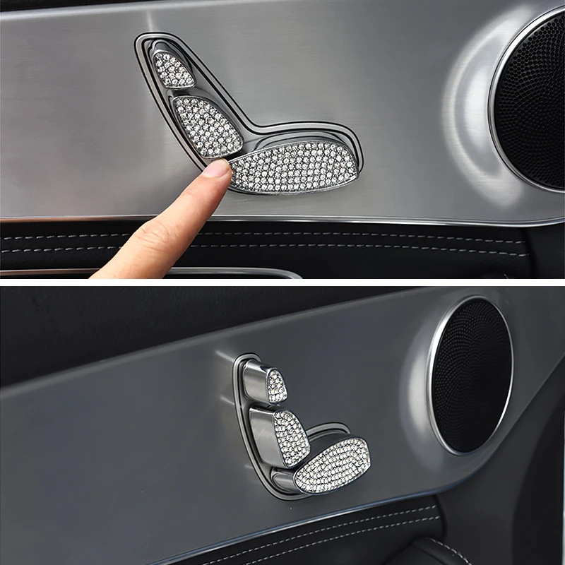 Хрустальные кнопки регулировки сиденья Крышка для W205 W213 Mercedes Benz C E класса GLC- высококачественный регулятор сидения рамка отделка