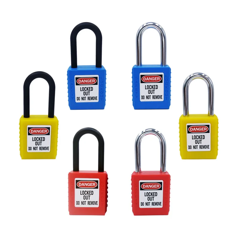 

Safety padlock ABS security padlock nylon industrial lock plastic shackle steel with 2 unique key