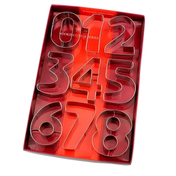 

Large 9pcs Numbers Cookies Cutter Set Number Biscuit Fondant Cake Mould Fruit Cutter DIY Cake Decorating tools Stainless Steel