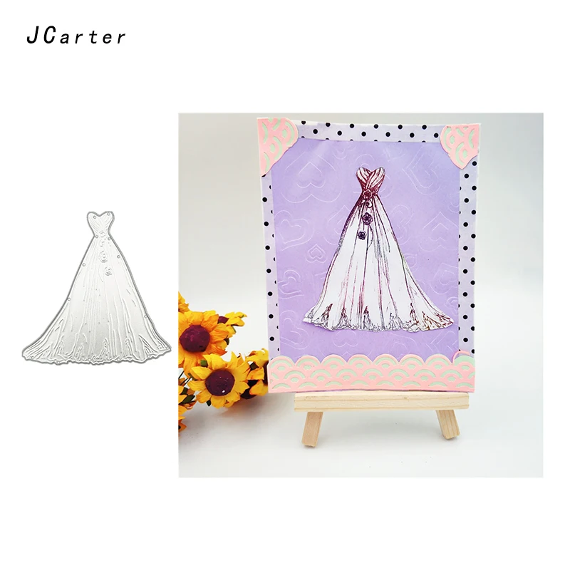 

JC 2019 Newest Flower Wedding Dress Metal Cutting Dies for Scrapbooking DIY Embossing Folder Cards Handmade Album Stencil Crafts