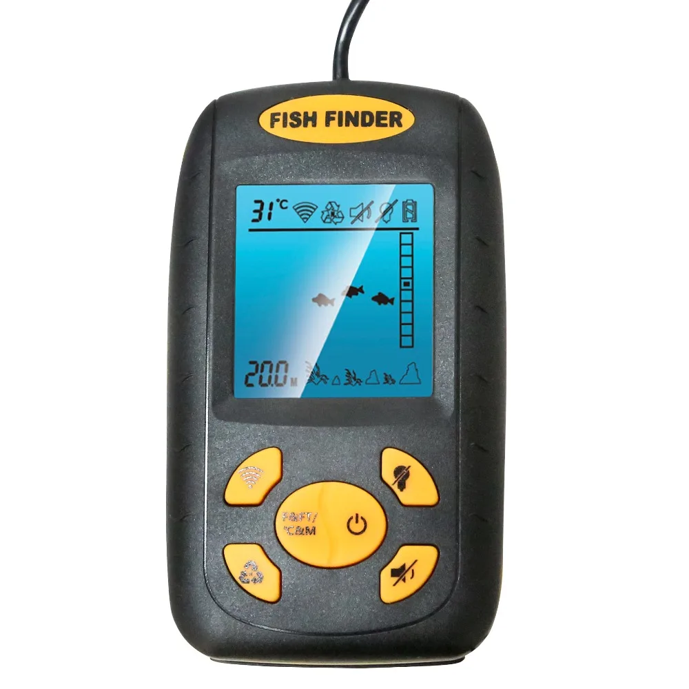 Portable waterproof wire fish finder LCD monitor Sonar Sounder Alarm