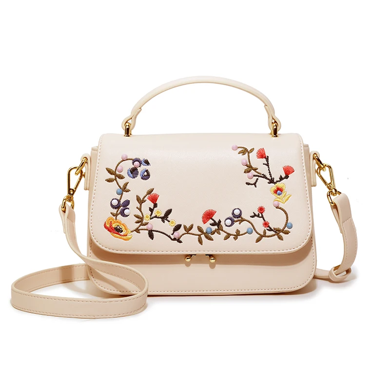 

Summer Small Bag 2018 New Wave Korean Version Simple Personality Flowers Embroidery Handbags Hand Messenger Bag Small Square Bag
