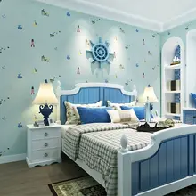 Средиземноморский стиль нетканые плотные обои 3D детская комната спальня мультфильм украшения обои для детской комнаты настенный Декор