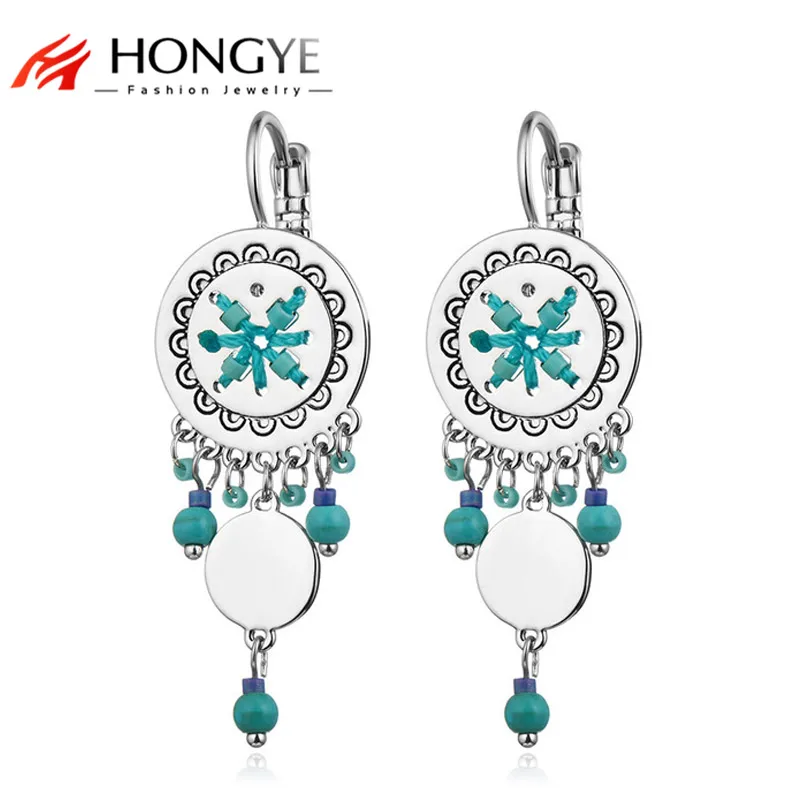 

HONGYE High Quality White Silver Gold Multi Color Beads Long Earrings Drop Pending Handmade Boho Jewelry Women Brincos 2018