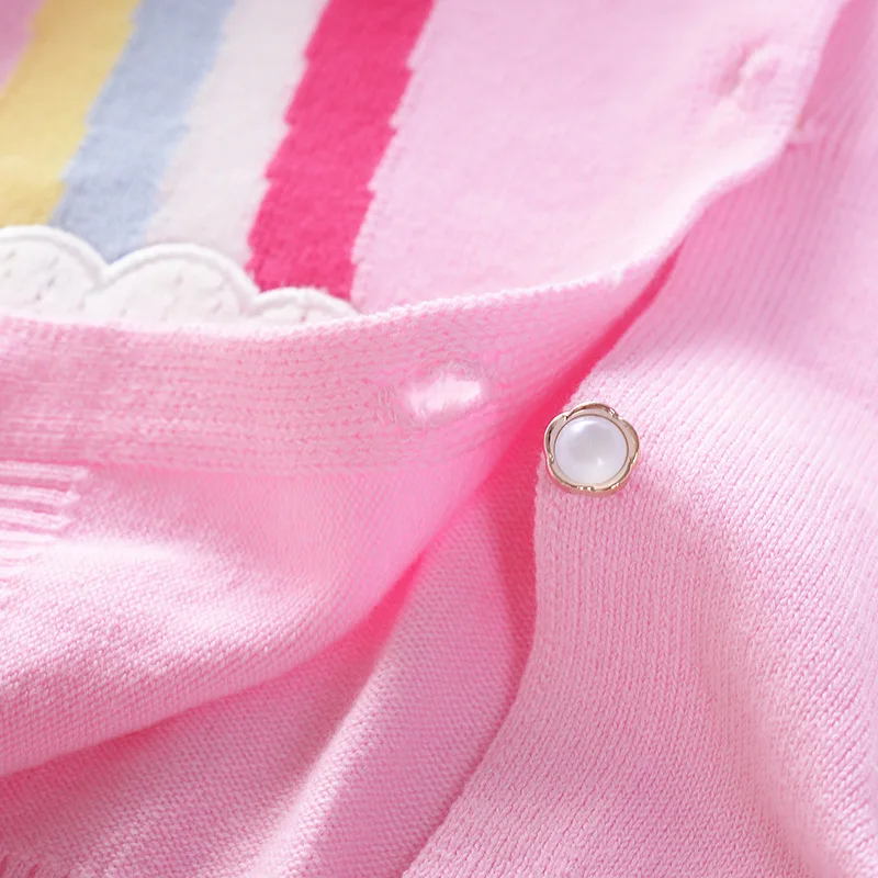 Свитер для маленьких девочек; кардиган с аппликацией в виде радуги и единорога; свитера с вышивкой в виде звезд для маленьких девочек; милая осенняя одежда