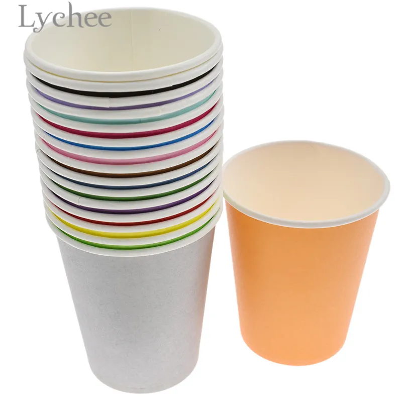 

Lychee 20pcs Multicolor Disposable Paper Cups Solid Color Festival Tablewares Wedding Birthday Party Supplies