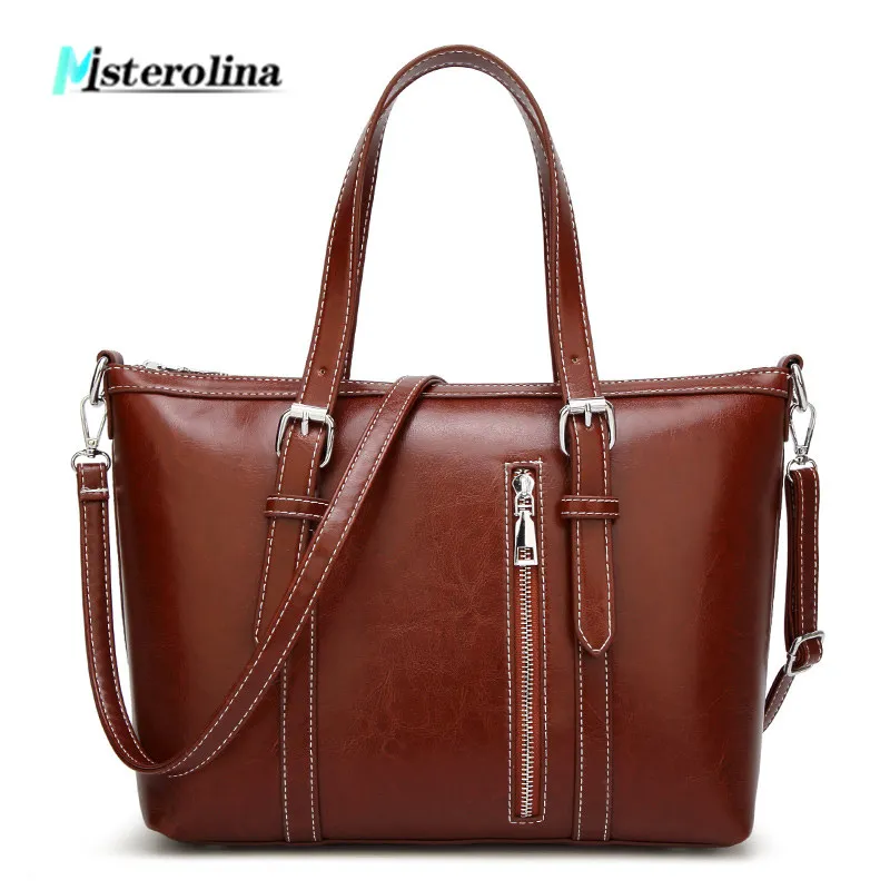 

2018 New Fashion casual totes for women bags large capacity vintage PU Leather shoulder messenger bag zipper Top-handle handbags