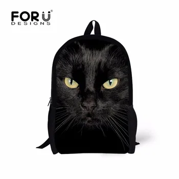 

FORUDESIGNS Fashion Black Cat School Bags for Teenagers Boys Children Animal Schoolbag Middle Students Bookbags Kids Mochilas
