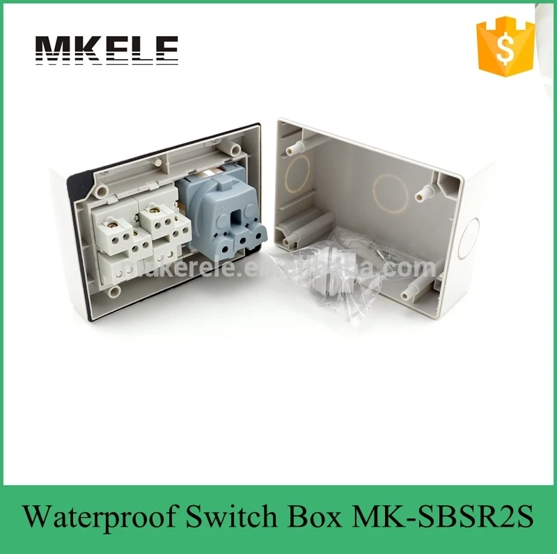 MK-SBSR2S горячая Распродажа 16A 250V непромокаемые напольный настенный монтаж на стену распределительная коробка, 2 Gang мини Водонепроницаемый кнопочный выключатель с розеткой