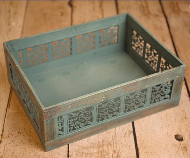 

2016 Newborn Photography Box Wooden Carved,Vintage Box Handmade Basket Photo Prop,Baby Fotografia Crate,#P0423