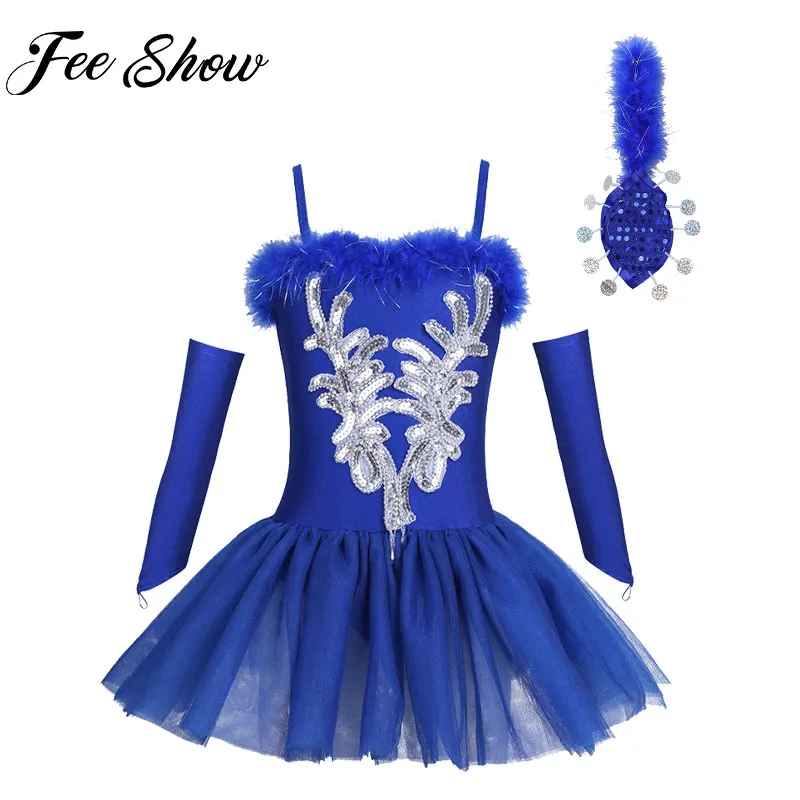 

Kids Sequined Ballet Swan Lake Costumes Girls Ballet Tutu Dress Professional Little Swan Dancewear Ballroom dancing Stage Dress