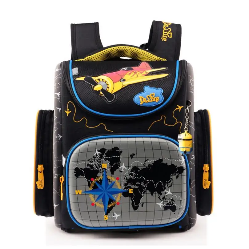 

Delune School Bags for Boys Orthopedic Backpack Plane World Map Pattern Schoolbag Children Satchel Mochila Infantil Grade 1-5